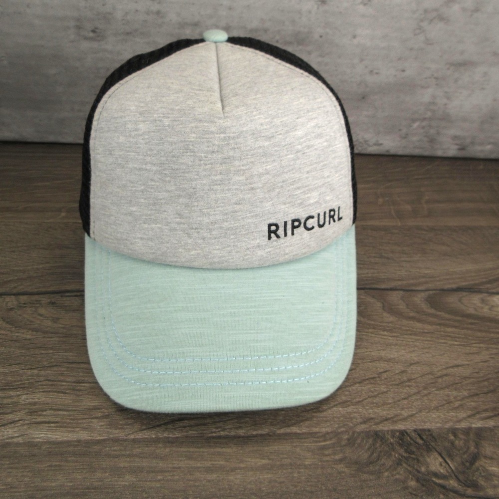 Rip Curl Hat Cap Snap Back Mens One Size Gray Mesh Trucker Surf Beach Boogie